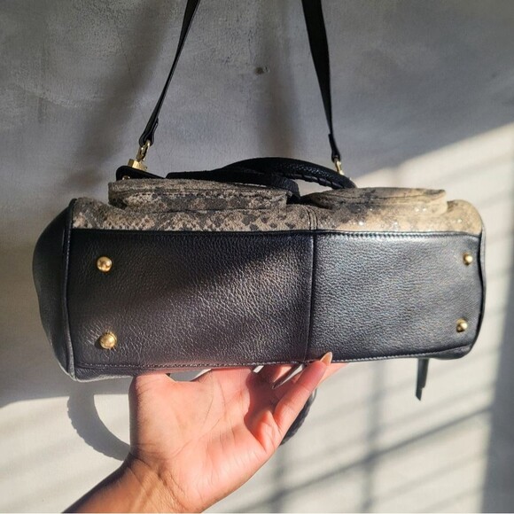 AIMEE KESTENBERG Python Snakeskin Prints Foldover Dual Pockets Shoulder Bag 12x9 - Picture 14 of 15